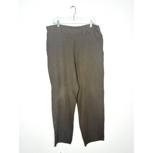 Bryn Walker Brown 100% Linen Pants Elastic Waist Medium Made USA Men Balloon